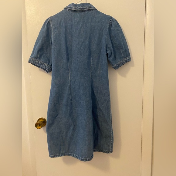 Velvet Heart Puff Sleeve Denim Button-Down Dress - Picture 2 of 3